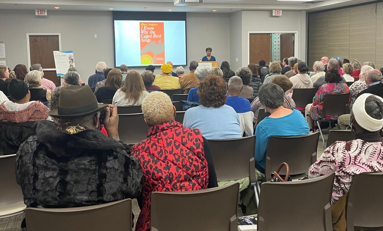 Tammy Mosely speaks at The Learning Center.