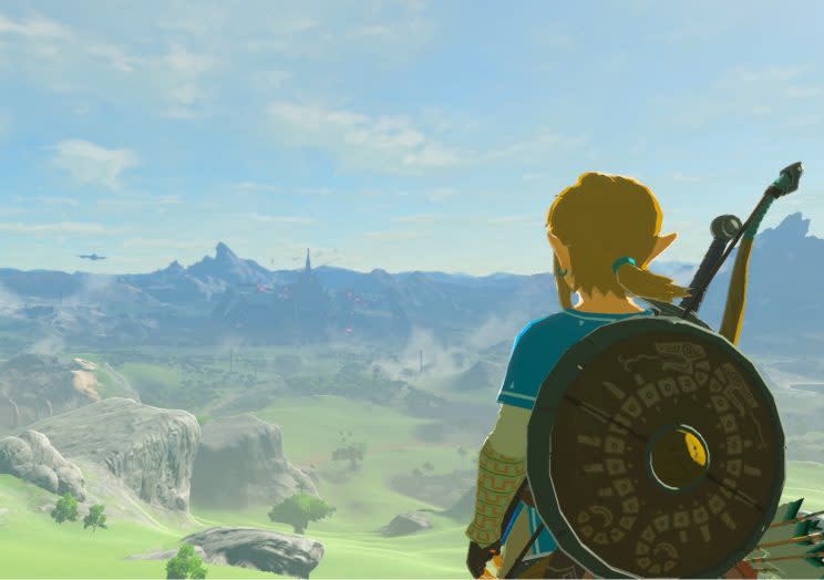 Link overlooking Hyrule.