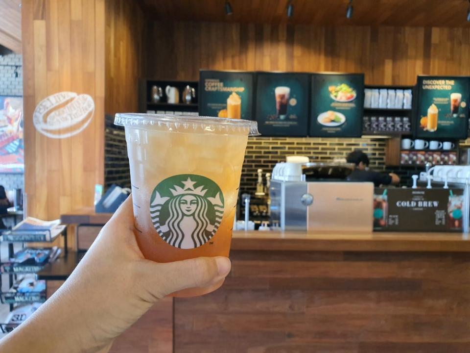 Starbucks tea drink in starbucks shop