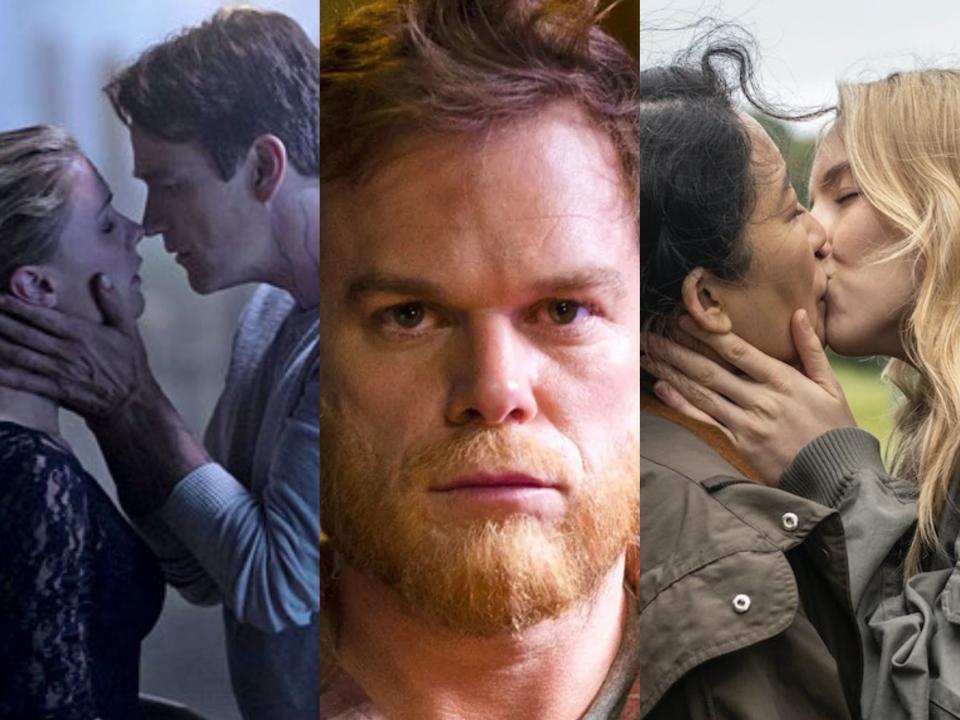 Screenshots from the series finales of True Blood, Dexter, and Killing Eve