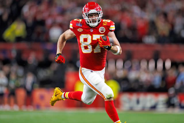 <p>Ryan Kang/Getty </p> Travis Kelce photographed on Feb. 11, 2024 in Las Vegas