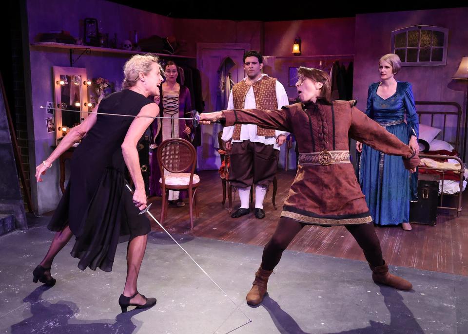 The cast of "The Lady Hamlet" at Provincetown Theater includes, from left, Kate Levy, Laura Scribner, Brandon Cordeiro, Jennifer Van Dyck and Anne Stott.