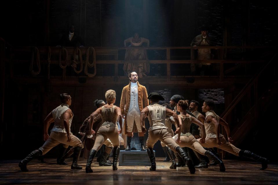 The North American touring cast of "Hamilton" performs in 2021.