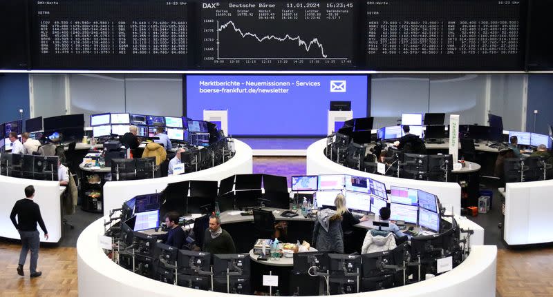 FILE PHOTO: German share price index DAX graph is pictured at the stock exchange in Frankfurt