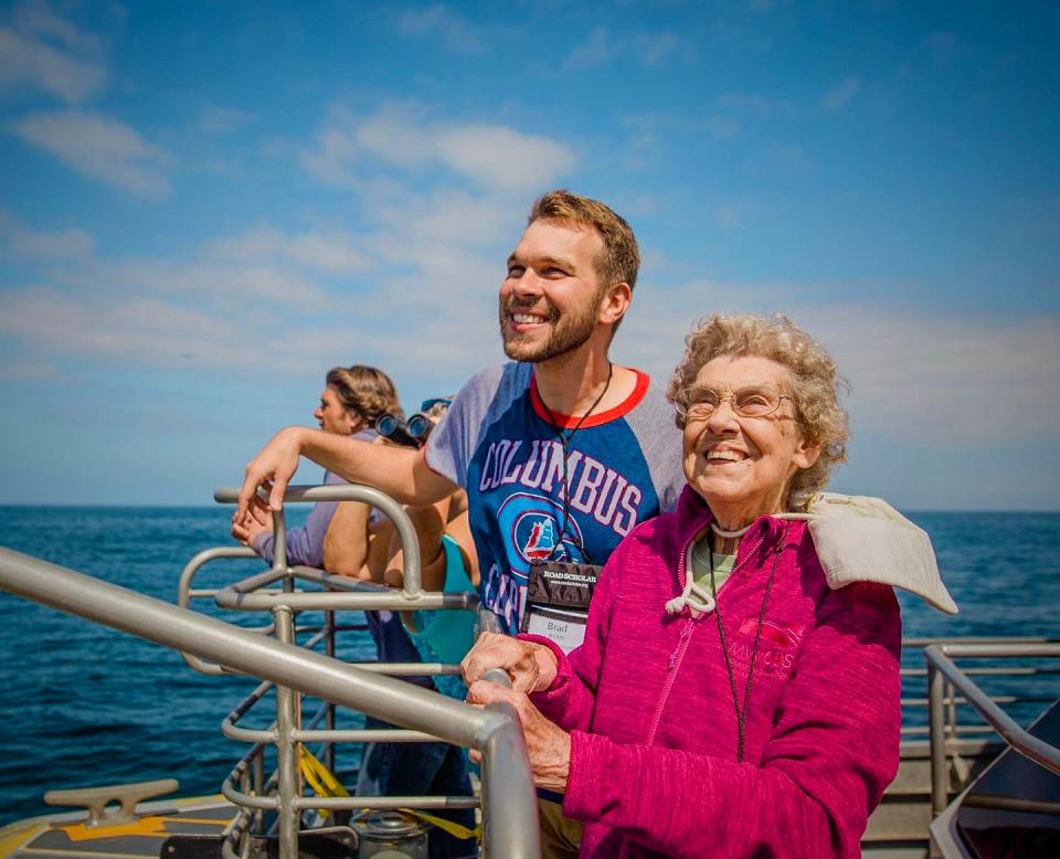 Grandma Joy and grandson Brad Ryan can't stop grinning on the way to Channel Islands National Park off the coast of California in September 2019.