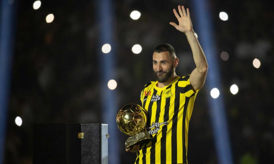 Karim Benzema is paraded at his new club Al-Ittihad