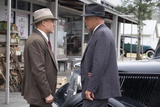 Woody Harrelson and Kevin Costner in The Highwaymen on Netflix (Merrick Morton/Netflix)