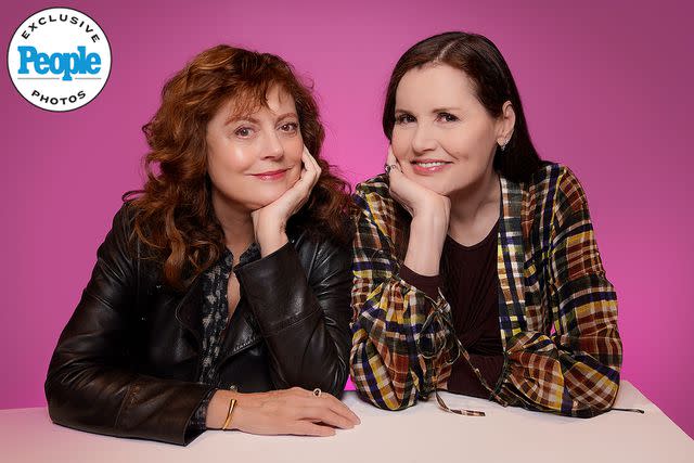 <p>Presley Ann/Shuttertock</p> Susan Sarandon and Geena Davis