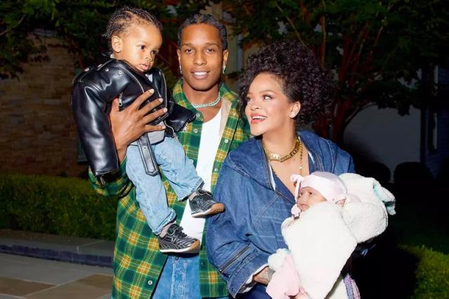 Rockstar Parents A$AP Rocky and Rihanna Coordinated Outfits in