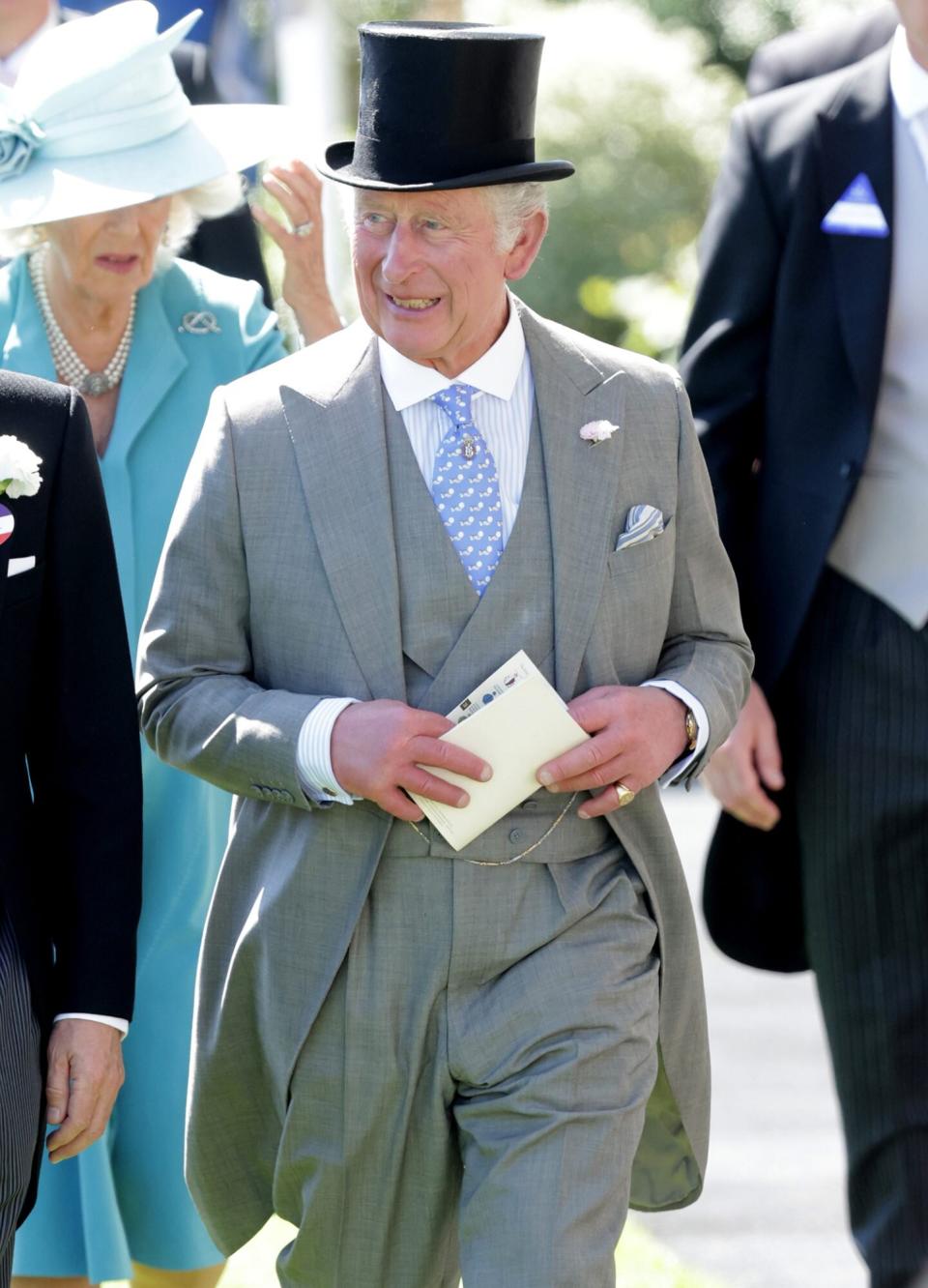 Prince Charles, Prince of Wales smiles as he attends Royal Ascot 2022