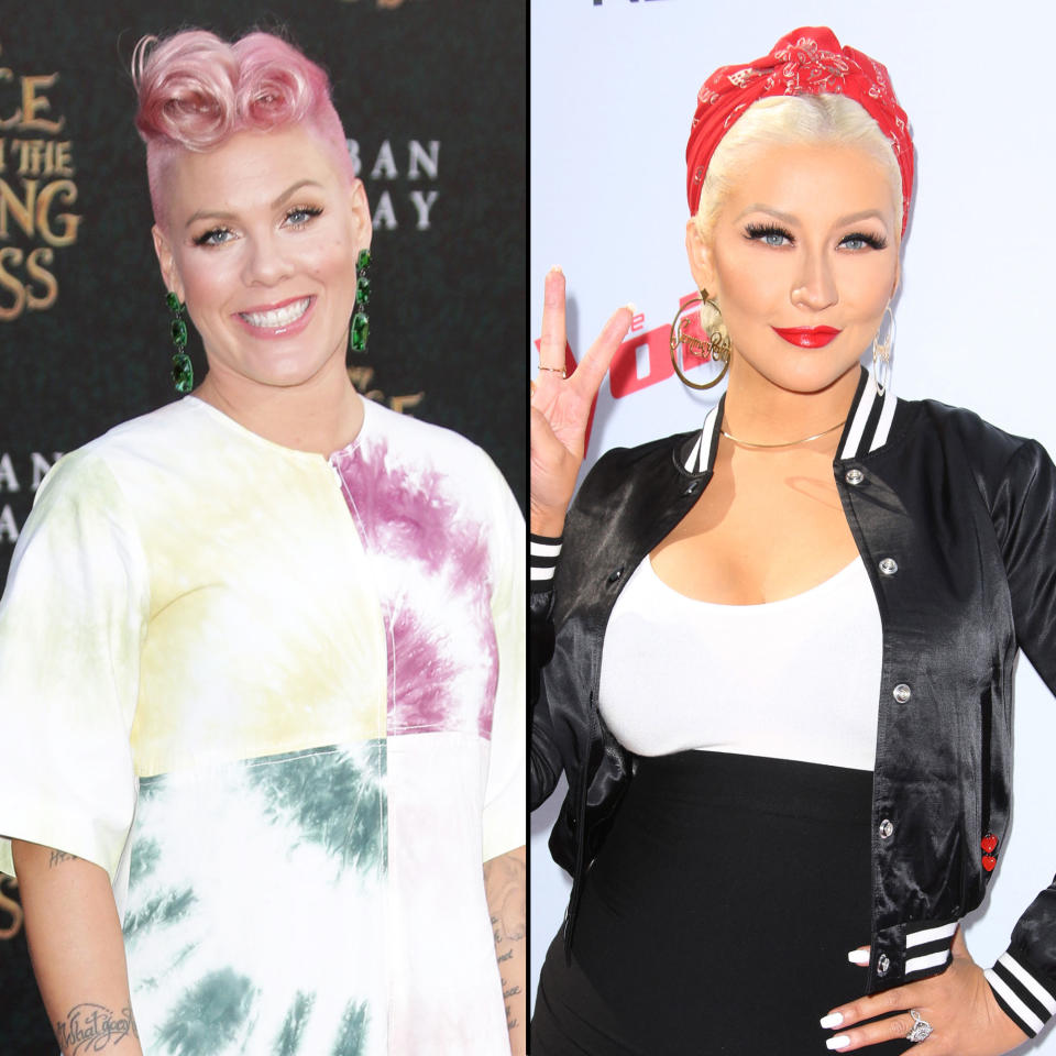 Seven years later, Pink and Aguilera reunited on the set of The Voice as the "Try" performer served as a guest advisor and seemingly squashed their beef. "Her and I have had history and it hasn't always been wonderful," Pink said to Entertainment Tonight about working with the "Genie in a Bottle" singer. "I think it just took us 15 years and I feel like there was true love and it felt really good."
