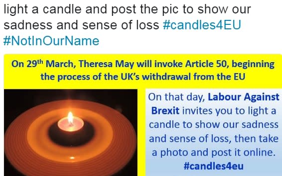 Labour members will be lighting candles to mourn  - Twitter