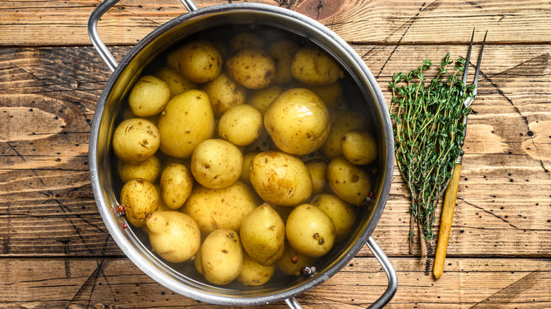 Potatoes in pot 