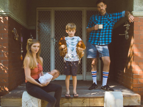 The presenter mocks his 'hipster' style on social media with his family. Source: Instagram