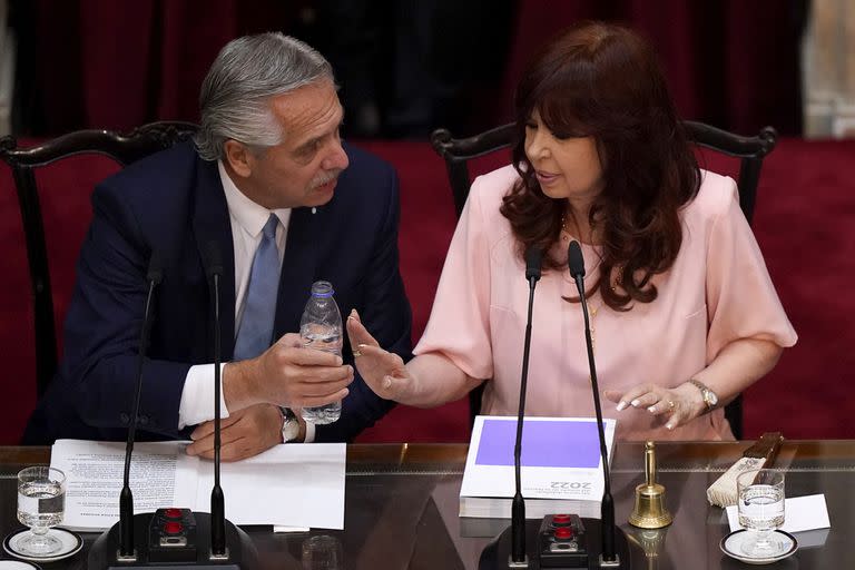 Alberto Fernández y Cristina Kirchner durante la apertura de Sesiones Ordinarias 2023