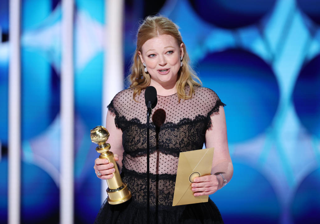Sarah Snook accepts the award for Best Performance by a Female Actor in a Television Series, Drama for 