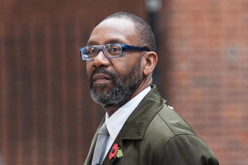 LONDON, UNITED KINGDOM - NOVEMBER 06: Sir Lenny Henry arrives at Downing Street in central London as representatives of film and television industry deliver a letter to No.10 calling for tax breaks to increase the representation of women, BAME and disabled people working behind the camera. November 06, 2018 in London, England. (Photo credit should read Wiktor Szymanowicz / Barcroft Media via Getty Images)