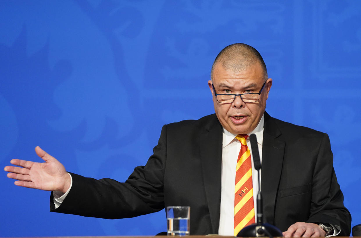 Deputy Chief Medical Officer for England Professor Jonathan Van Tam during a media briefing in Downing Street, London, on coronavirus (Covid-19). Picture date: Monday November 29, 2021. (Photo by Stefan Rousseau/PA Images via Getty Images)