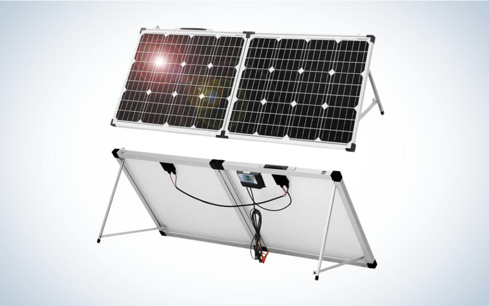 The Dokio Foldable Solar Suitcase is the best portable marine solar panel.