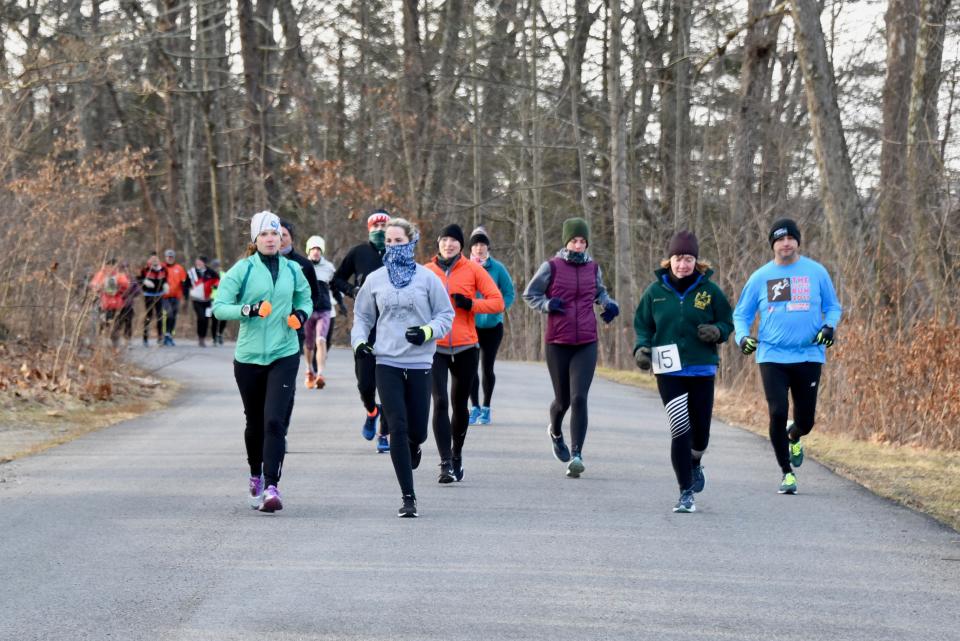 Runners take part in the Recover from the Holidays 50-kilometer run in Staatsburg in 2019.