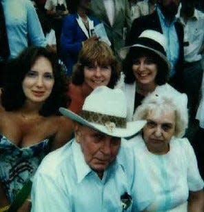 Front row, J. Murray and Ruth Speelman; back row, Marcia Thorpe and Jacci and Patti Speelman at the 1984 Derby.
