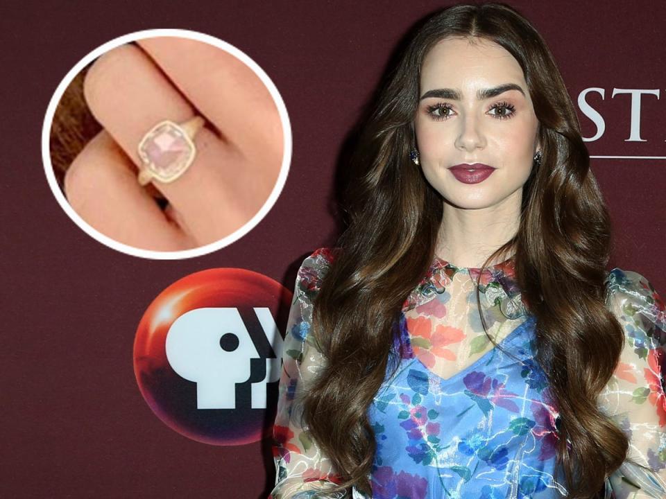 lily collins engagement ring