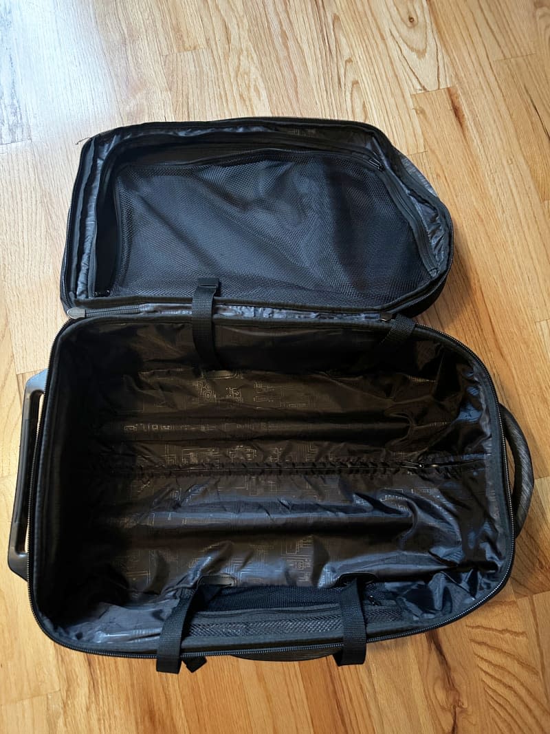 Suitcase on floor, empty