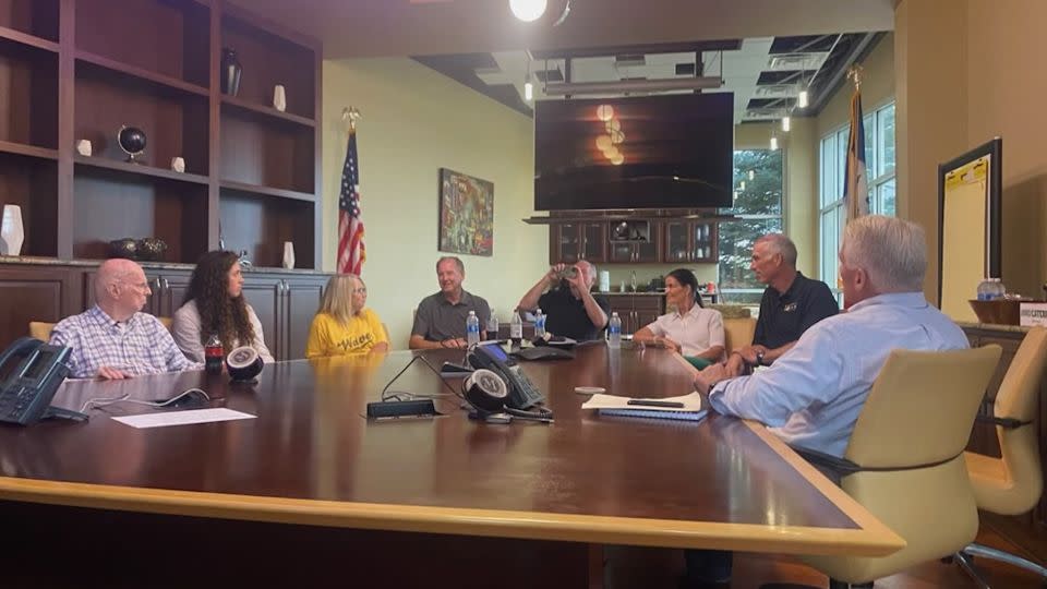 John King conducts a roundtable discussion in Cedar Falls, Iowa.  - Allison Malloy/CNN