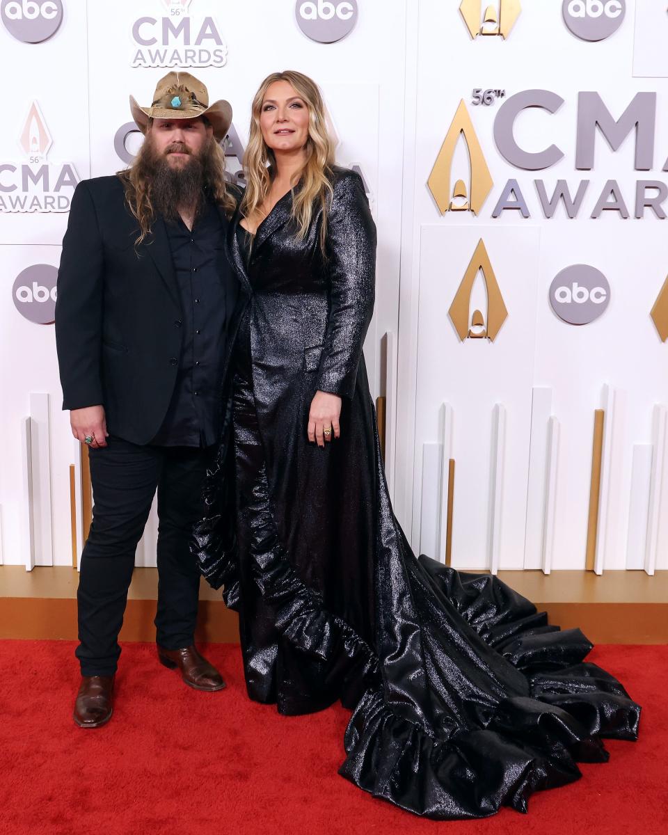 hris Stapleton and Morgane Stapleton attend the 56th Annual CMA Awards at Bridgestone Arena on November 09, 2022 in Nashville, Tennessee.