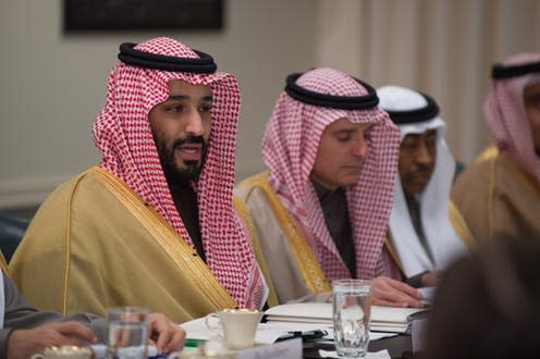 <span class="caption">In the driving seat: Mohammad bin Salman.</span> <span class="attribution"><a class="link " href="https://www.flickr.com/photos/secdef/33351720571/in/photolist-T96ovL-SPbhz2-SPbg5D-o3ZJiW-SPbffx-KV2GKN-SLHwDb-SLHwpd-SPbePn-SLHvEY-SqBAhJ-UMnWPU-DZwr6j-E2RdSv-DTAYsk-DZwrsS-tHtXLS" rel="nofollow noopener" target="_blank" data-ylk="slk:Sgt. Amber I. Smith via Flickr;elm:context_link;itc:0;sec:content-canvas">Sgt. Amber I. Smith via Flickr</a>, <a class="link " href="http://creativecommons.org/licenses/by/4.0/" rel="nofollow noopener" target="_blank" data-ylk="slk:CC BY;elm:context_link;itc:0;sec:content-canvas">CC BY</a></span>