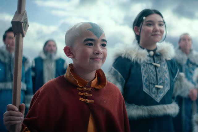 <p>Netflix</p> Gordon Cormier as Aang and Kiawentiio as Katara in 'Avatar: The Last Airbender'