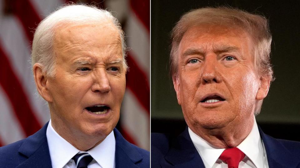 PHOTO: President Joe Biden and Donald Trump, the presumptive Republican nominee, are set to face off in an ABC News presidential debate in September. (EPA-EFE/Shutterstock/AP)