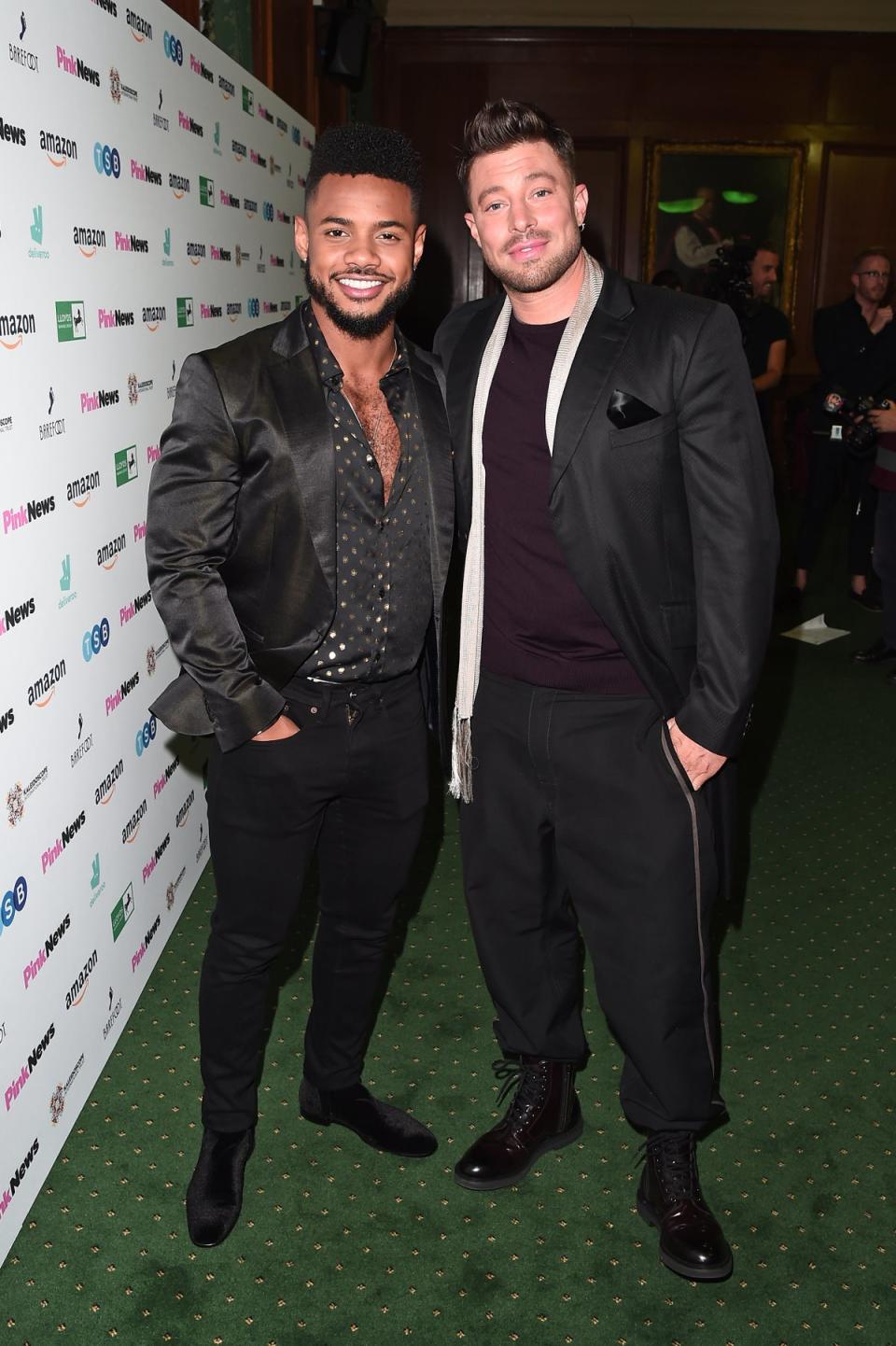 Rodrigo Reis and Duncan James attend the PinkNews Awards 2019 at The Church House (Getty Images)