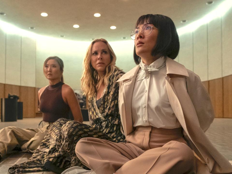 (From left) Ashley Park, Maria Bello and Ali Wong in ‘Beef’ (ANDREW COOPER/NETFLIX)