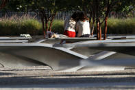 <p>Two women visit the September 11th Memorial at the Pentagon on the 16th anniversary of the September 11th attacks, Monday, Sept. 11, 2017. (Photo: Jacquelyn Martin/AP) </p>