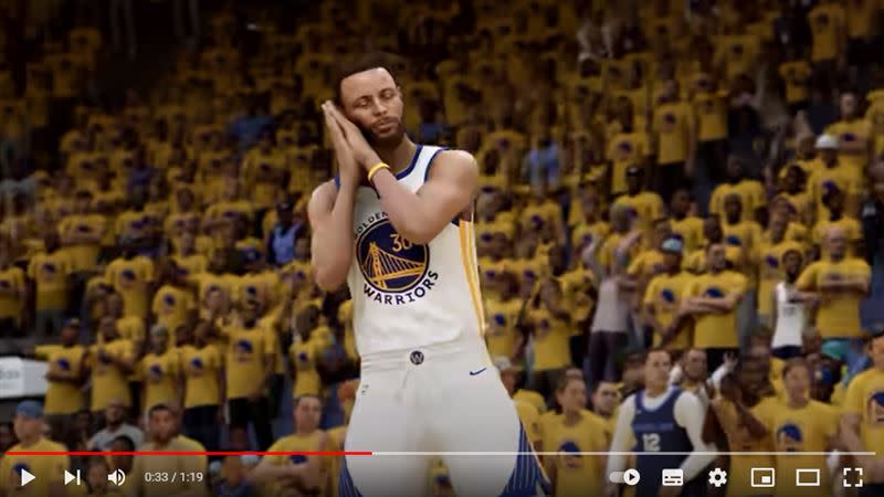 2K23將納入柯瑞（Stephen Curry）「晚安」手勢。（圖／翻攝自2K23遊戲畫面）