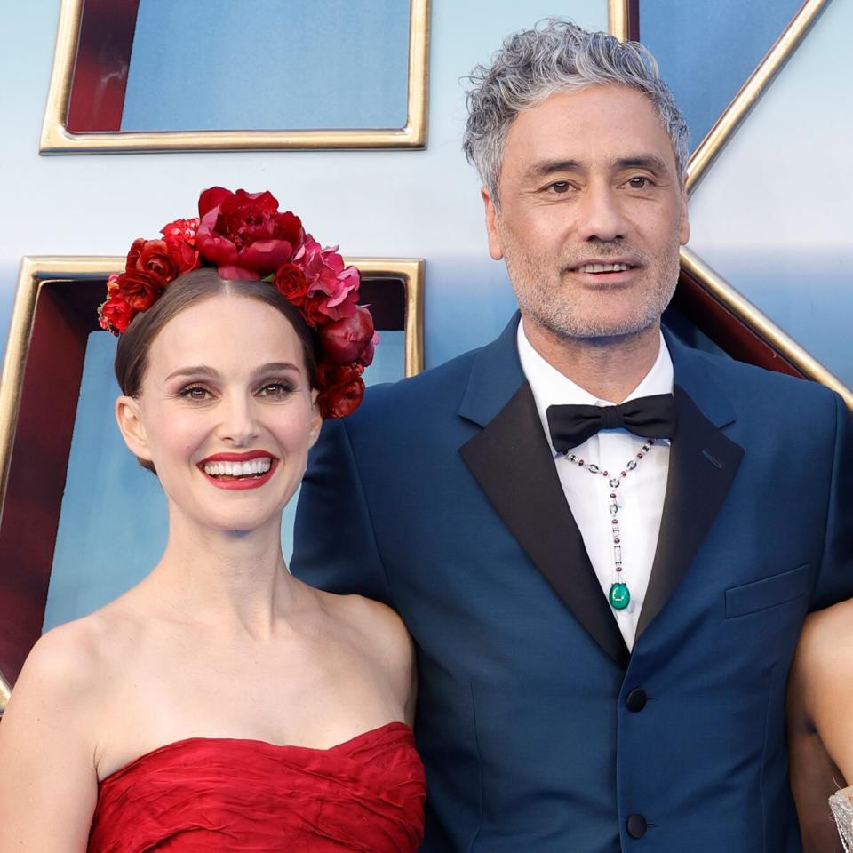 Natalie Portman and Taika Waititi attend the U.K. Gala screening of "Thor: Love and Thunder" on July 05, 2022 in London, England.