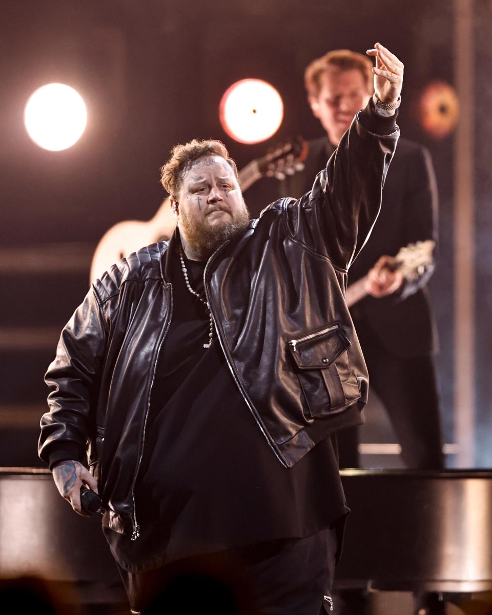 Jelly Roll performs during the 57th annual Country Music Association Awards in Nashville, Tenn., on Nov. 8, 2023.