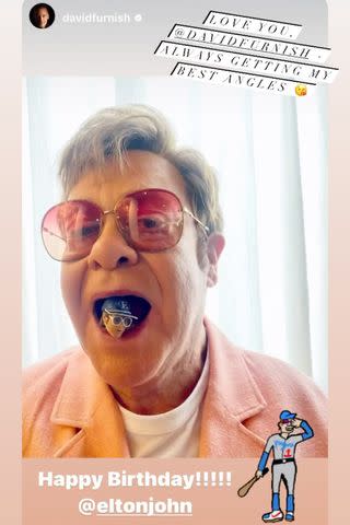 <p>David Furnish/Instagram</p> Elton John reshares David Furnish's 77th birthday tribute on his Instagram Story