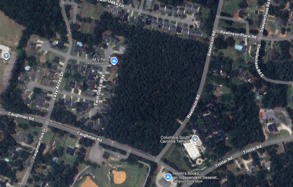 The site of the Vince Ford Early Learning Center on Caughman and Rawlinson roads, was heavily forested before being clear cut priot to construction in 2023.