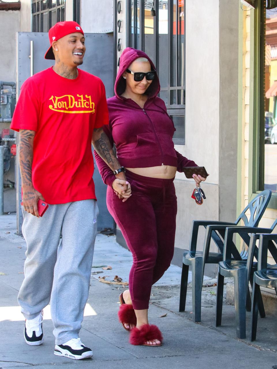 Amber Rose and Alexander Edwards in the street