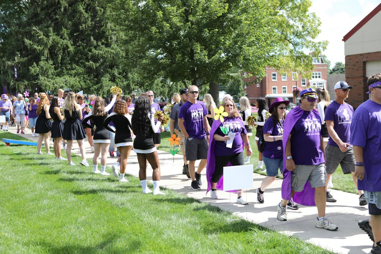 Participants fill the Adrian College campus mall during the 2018 Lenawee County Walk to End Alzheimer's fundraiser. The annual event returns to Adrian College Sunday, Oct. 2. Registration begins at 12:30 p.m., and the walk steps off at 2 p.m.