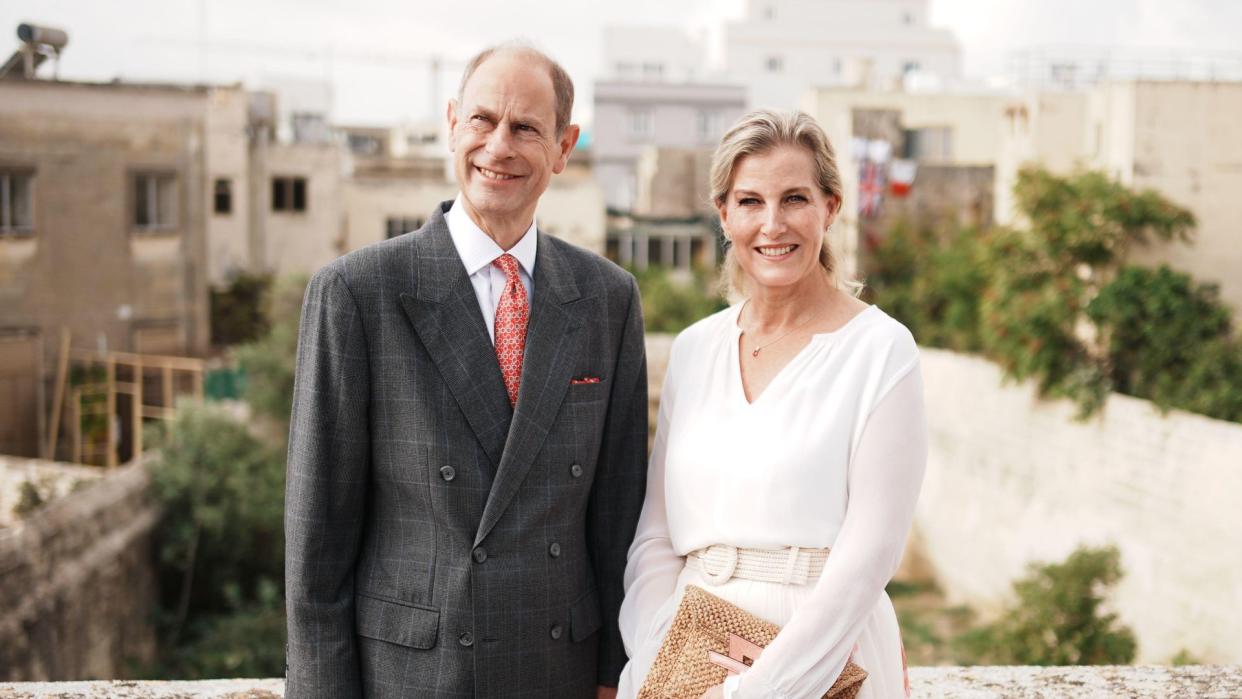 The Duke and Duchess of Edinburgh during a tour of Villa Guardamangia