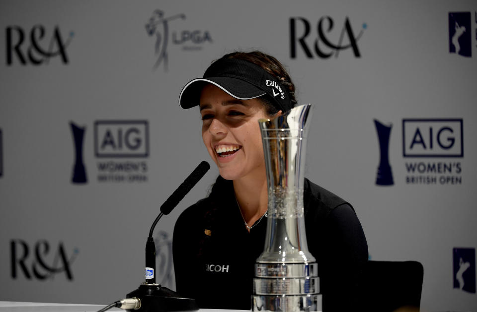 Georgia Hall no longer has the trophy from her win at last year's Women's British Open. Somebody stole it out of her car.