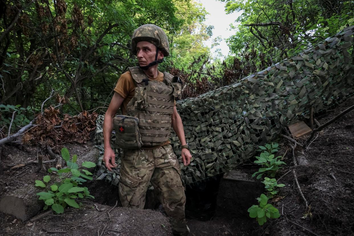 A Ukrainian serviceman of the First Brigade of the National Guard of Ukraine (REUTERS)