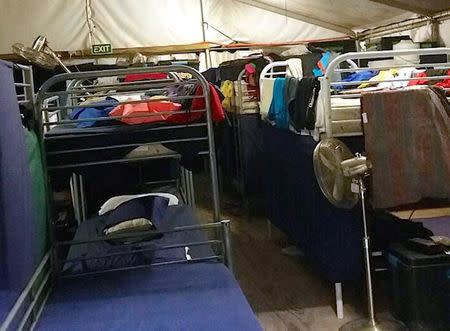 An undated handout image supplied by Amnesty International claiming to show the view of inside the living quarters at the country's Australian-run detention centre on the Pacific island nation of Nauru. Amnesty International/Handout via REUTERS