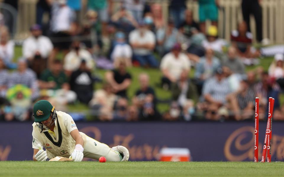  Marnus Labuschagne of Australia is bowled by Stuart Broad of England during day one of the Fifth Test in the Ashes - Robert Cianflone/Getty Images