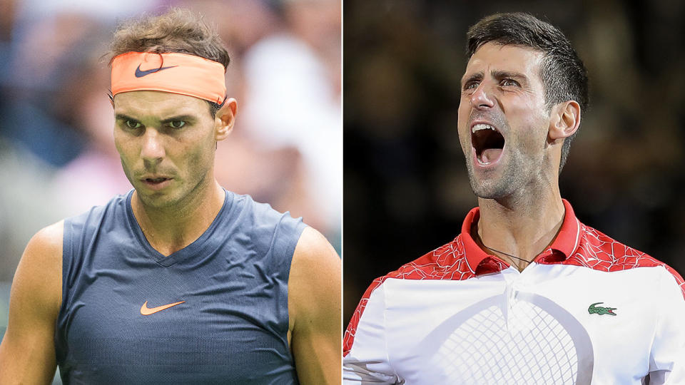 Novak Djokovic is gunning for Rafael Nadal’s top rankings spot. Pic: Getty