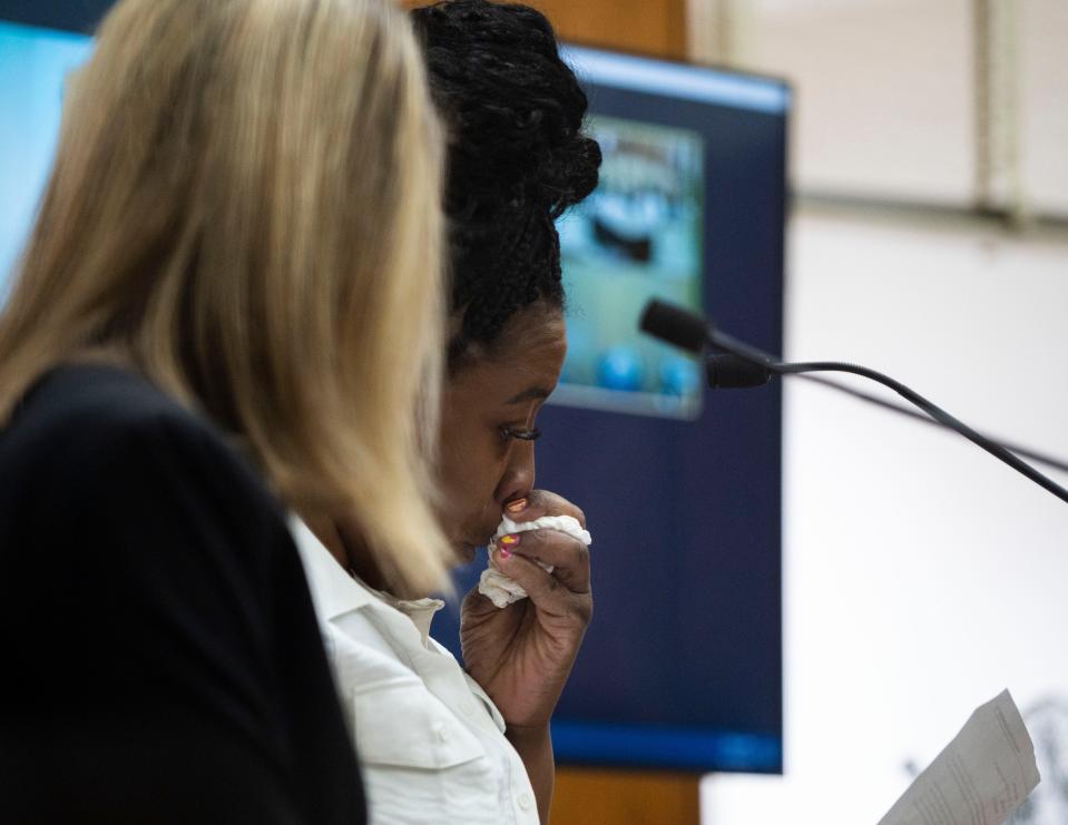 Bianca Coleman reads a statement during her sentencing in the December 2022 crash that killed Dana Williams on Wednesday, April 17, 2024, at the Milwaukee County Safety Building in Milwaukee.