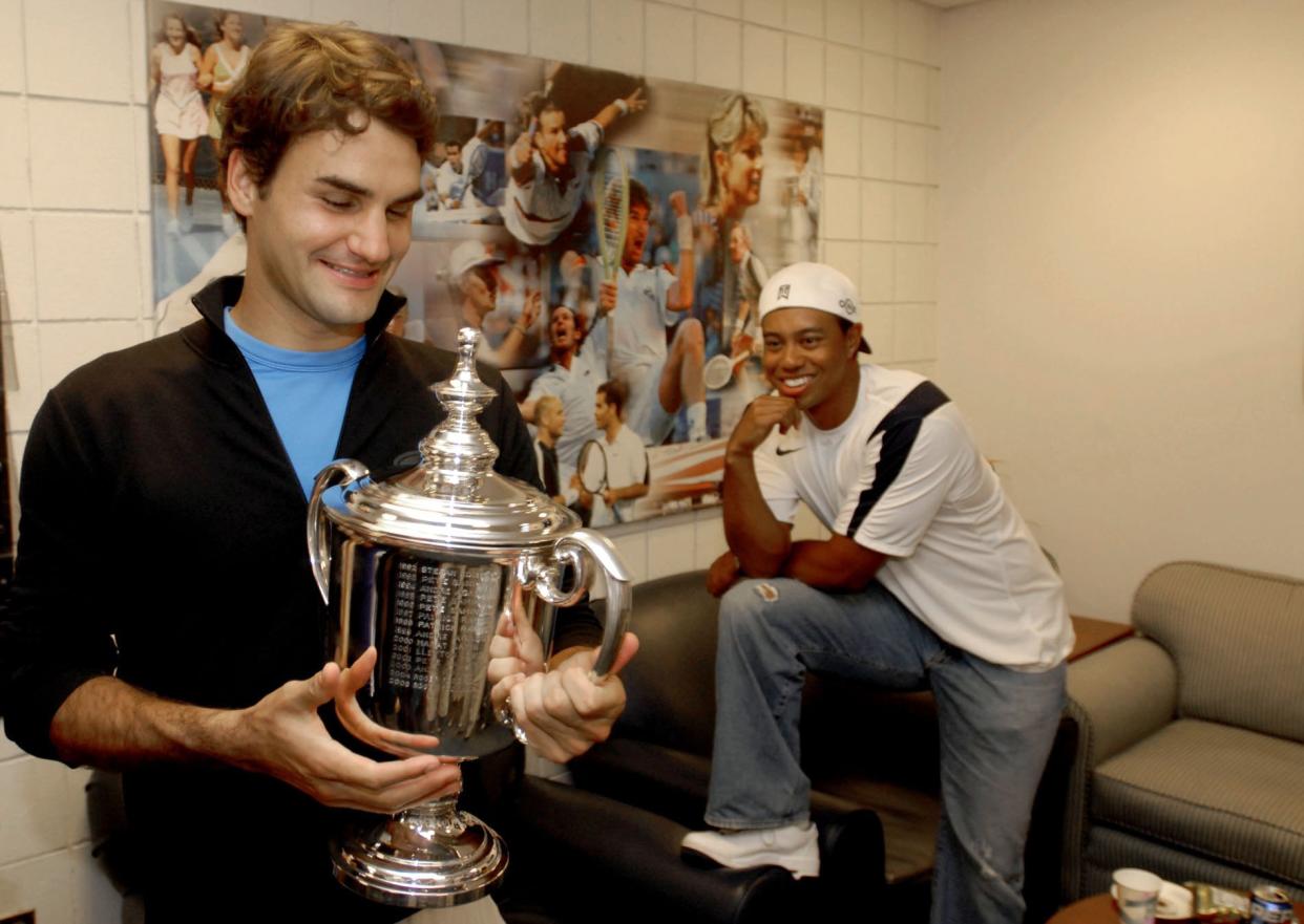 Roger Federer and Tiger Woods in 2006. (Getty)